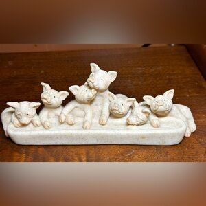 Quarry Critters Piggin Out Figurine Farm Pigs Eating Second Nature Design 2000